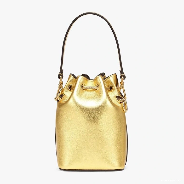 Cheap Bag Leather Fendi Logo ROMA Mini Calf Mon Tresor Gold In Bucket 0822